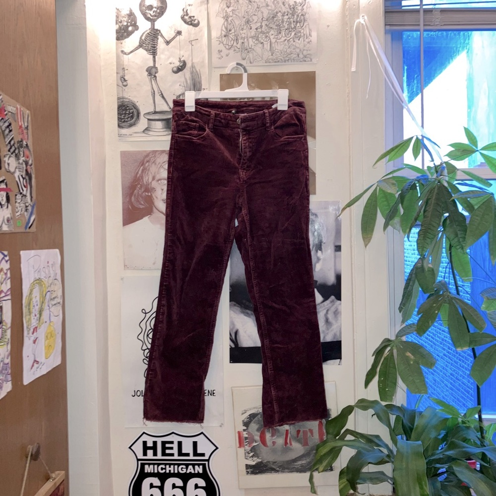 h&m maroon corduroy pants size 8
